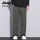 JEEP SPIRIT吉普美式潮牌工装裤男宽松直筒伞兵裤2025夏季薄款运动冲锋休闲裤 JEEP9856-军绿色 4XL 【商家】180~200斤