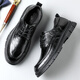 
CARTELO British men's leather shoes breathable wear-resistant classic business formal shoes round toe soft cowhide shoes men 9892 black 40