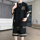 E.TOX Lingyue Men's Clothing Store 2025 Summer Large Size Casual Sports Set Men's Versatile Two-Piece Set White (YYW6195) L (110-130Jin[Jin equals 0.5 kg])