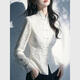 AEMAPE New Chinese Style National Style Unique and Chic White Lace Button Shirt Women's 2026 New Small Shirt New Chinese Style White Lace Shirt L - Recommended 105-120 Jin Jin equals 0.5 kg