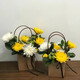 Aitong Flowers intra-city delivery of chrysanthemum bouquets for Tomb Sweeping Day and Hungry Ghost Festival, memorial services, funerals, tomb sweeping, flowers for visiting graves, 6 yellow and white chrysanthemum hand baskets, minimum delivery of 3 pieces, intra-city delivery, support for reservation date