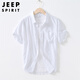 Jeep Spirit Jeep atmungsaktive Baumwollwäsche kurzärmelige Hemd für Männer Sommer dünne Freizeitjacke für Männer Hemd hellgrün L.