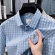 CAR CLÁSICO 100% Pure Cotton Summer Nuevo hombre de manga corta Masca Business Casual Plaid Malyved Men's Shirt Middle-Eby y Young AN15271 Caki XL