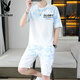 
Playboy; PLAYBOY2025 summer new short-sleeved casual suit men's versatile shorts sports two-piece set gradient color men's suit 6187 green XL