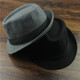 Oath to be a top hat for men, middle-aged and elderly, high-end spring and summer hats, high-end summer people, autumn and winter woolen woolen British fashion jazz hats, cloth and woolen material, light gray M (56-58cm)