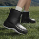 Bainike rain shoes for women, fashionable outdoor water-wearing shoes for outdoor car wash waterproof and anti-slip rain boots Internet celebrity short tube plus cotton warm overshoes black 38