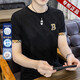 Inter Mailand Brand Summer Herren Ice Seide Kurzärärmelte T-Shirt halbärmelig, schnell trocknendes T-Shirt dünne, hochelastische trendige, gutaussehende Top 698 Black M Empfohlen [85-100Jin [Jin Equals 0,5 kg]]