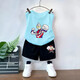 Snoopy Boys reine Baumwollhülsenweste Westeanzug für äußere Wear Ultraman Street Brat Street Boys Fünf-Punkte-Hose Zwei-teilige Fruchtgrüne Weste T983 + Schwarze Shorts T273 130 Empfohlene Höhe 120-130 cm