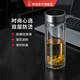 MathDeray玻璃杯双层隔热高硼硅杯子家用喝水车载水杯商务茶杯 E-6636-深蓝--礼盒装 400ml