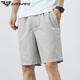 Armani Men's Pure. Pantalones cortos de algodón delgados en verano Nuevo color sólido suelto de color sólido de cinco puntos Tendencia 9224 Blue oscuro M Recomendado 100-120Jin [Jin equivale a 0.5 kg]
