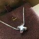Jea.PieS925 silver moissanite diamond cross necklace X-shaped letter pendant temperament sapphire simple versatile clavicle chain silver X letter pendant + chain