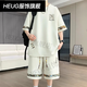 HEUG凌越男装店2025夏季大码休闲运动套装男士百搭两件套 黑色(YYW6195) L (110-130斤)