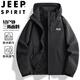 JEEP SPIRIT Jeep Jacket Men's Spring and Autumn Jacket Casual Sports Waterproof Outdoor Couple Wear Black 2XL