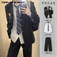 声猴西服套装男士dk小西装职业正装商务结婚jk礼服伴郎学生西服外套男 西服+长衬衫+黑西裤 XL