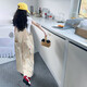 Girls' pants 2025 Spring and Autumn Cartoon Overalls Children's Trendy American Casual Jumpsuit Large Children's Labor Pants Khaki Overalls [High Quality] 130