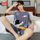 MiiOW 2023 new men's pajamas short-sleeved pure cotton plus fat plus size youth student home clothes suit summer day light brown 9906#beckoning chinchilla M small 75-95Jin Jin is equal to 0.5 kg