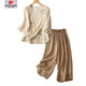 Pierre Cardin [1048 Menschen sammeln] Große Sommerkleidung mittleren Alters Mutter Baumwollwäsche Anzug ethnischer Stil Neues chinesisches Temperament Asian Pink + Khaki Hosen 2xl 150-170