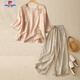 Pierre Cardin [1048 Menschen sammeln] Große Sommerkleidung mittleren Alters Mutter Baumwollwäsche Anzug ethnischer Stil Neues chinesisches Temperament Asian Pink + Khaki Hosen 2xl 150-170