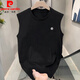 Camiseta de chaleco para hombres Pierre Camiseta redonda de algodón puro algodón de otoño suelto de mangas de otoño de moda