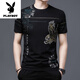 
Playboy (PLAYBOY) summer short-sleeved T-shirt for men's new printed thin mercerized cotton ice silk half-sleeved T-shirt trendy brand breathable T-t-shirt 818 ferocious tiger head + 829 letters 3XL 185/ Suggested 160-185Jin[Jin equals 0.5 kg]
