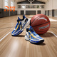 Anta Children's Sneakers Men's Big Children's Chaussures 2025 Été Nouveau produit Mesh Field Breashing Amortinement Spark Basketball Chaussures Haiji Blue / Ivory White / Black-7 34