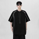 
COLORFUL GEMS summer contrasting line shoulder pad short-sleeved shirt men's design small neckline 1421 white M