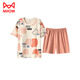 Catman (Miiow) Pajamas à manches courtes pour femmes en été ensemble de coton pur avec des vêtements de maison intégrés pour poitrine qui peuvent être portés à l'extérieur avec un style mince de grande taille GXT1047 L (Recommandé 95-115 Jin [Jin est égal à 0,5 kg]))