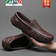 Cartelo High-End-Marke Lederschuhe für Männer echtes Leder Sommer Hollow Bohnenschuhe für Männer lässig Soft Soft Soft Leder ein Fuß faule Schuhe 9901 Black Hollow 38