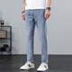 Jiumuwang Sommerjeans 2025 Männer schlank und immergrande Hosen Frühling und Sommergehäuse elastische kleine Füße 9901 Blau grau neun Minuten 9901 Blau grau neun Minuten 28 Taillenumfang 2 Fuß 1