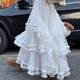 Ershanji Lace Skirt Cake Skirt Women's Spring and Autumn A-line Mesh Skirt Sweet Puff Skirt Fungus Trim Mid-Length Skirt Little White Skirt White L (111-125Jin Jin equals 0.5kg)