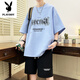 Playboy (PLAYBOY) summer new short-sleeved T-shirt for men junior high school and high school students sports suit for young people trendy handsome big children summer suit NZJ-6626 black (top + shorts) M 75 to 105 Jin [Jin equals 0.5 kg]