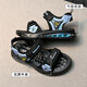 Wunderbare Sandalen für Jungen 2025 Neues Sommer Echtes Leder weicher Sohle Non-Slip-Kinderschuhe für Kinder im mittleren Alter und Schülern Strandschuhe 9928 Blau 34