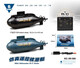 Mini four- and six-way wireless remote control submarine electric simulation model for children boys and girls playing in the water fish tank toy boat Four-way remote control submarine-random color 589 official standard + USB charging cable