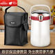 Voslo Germany imported quality 316 stainless steel insulated lunch box food-grade bucket for office workers portable large capacity extra long steel color four compartments free thermal bag 316 3.0L can be smoldering