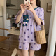 Fhhuabd-Pyjamas mit Brustpolster für Frauen 2024 Neue Sommer-Baumwoll-Kurzärmel-Shorts im Internet-Promi können Home Clothing-Anzug qgl-6627 m-Brustloser Pad [75-95jin [Jin gleich 0,5 kg]]]