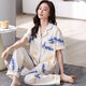 
LangSha 2025 new pajamas women's summer short-sleeved trousers lapel cardigan middle-aged mother's home clothes can be worn outside PDDQ9928 L [recommended 100-120 Jin [Jin equals 0.5 kg]]