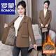 ROMON Casual Suit Jacket Women's 2023 Autumn and Winter New Loose British Style Short Padded Thickened Professional Suit Top Black M