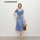 Rothülle Blumenkleid 2025 Sommer Neue Frauenkleidung vor Schulter Puff Ärmel Taille V-Ausschnitt Denim Japanischer Puppenrock Denim Blue Flower 677 S