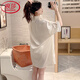 LangSha (LangSha) Light Luxury Ice Silk Nightgown Women's Spring and Autumn New Short-sleeved Korean Style Mid-Length Summer Pajamas Boyfriend Style Sexy Shirt 5000Q 2XL Recommended 140-160 Recommended Jin Jin is equal to 0.5 kg Wear