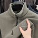 
FALAMONE Armani plus velvet thickened long-sleeved T-shirt for men's autumn and winter sweatshirt middle-aged casual stand collar base shirt polo gray 1278 M 165[100-115Jin[Jin equals 0.5 kg]]