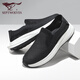 Sept loups Chaussures pour hommes pour l'été en maille en maille volante Chime Casual Walking Chaussures pour hommes 2025 Nouveaux chaussures de tissu de pédale de tête légères Chaussures de sport noir 9923 41