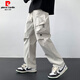 皮尔卡丹（pierre cardin）多口袋工装裤男2025春秋新款宽松直筒阔腿长裤青少年潮流休闲裤子 K9928军绿色 S 【90-100斤】