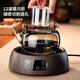 Full-degree heat-resistant glass teapot with wood grain teapot, home office stove, tea making kung fu tea set, open flame heating, wood shadow teapot + Kangmi wood grain ceramic stove