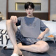 Modalga Pyjon de grande taille Summer 2025 Nouveaux shorts décontractés Shorts à domicile Simple Men's Fin Home Clothing Set 6626 # Triple Tom [Single Set] L Men [100-135Jin [Jin est égal à 0,5 kg]]]