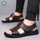 Holzspecker lässige Ledersandalen für Männer 2025 Sommer Neues dickes feierliches Allzugnialatmeiner Strandschuhe Leichte bequeme römische Sandalen CLP6189 Brown 38