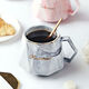 Cup ins high-looking mug couple style cup drinking cup household cup ceramic lid spoon stone pattern cup gray cup + lid + spoon 1 piece 400ml