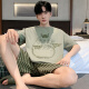 Cat Man (MiiOW) Summer Men's Cotton Silk Pajamas Casual Set Short Sleeve Shorts Pure Cotton Thin Style Home Suit for Junior High School Students XY1390 Mary L Standard [Suggested Height 165-173 Weight 115-