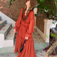Shantoulin Village Neue Sommer große Retro Deep V Gurt Taille Spitze Langer Rock Slim Red Tea Break Rock 3527 Loulan Girls Langer Rock groß