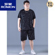 ROMON ice silk sports suit men's summer large size thin style men's quick-drying five-point pants fat plus fat plus loose short sleeves PZ829 black high-quality ice silk suit XL recommended 130-140Jin [Jin equals 0.5 kg]