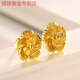 Jun Nianyu Lao Phoenix 999 gold pure gold earrings ear stick women's pure gold earrings 18k small earrings frosted round beads straight needle frosted beads + Song Xiao love same style 1g